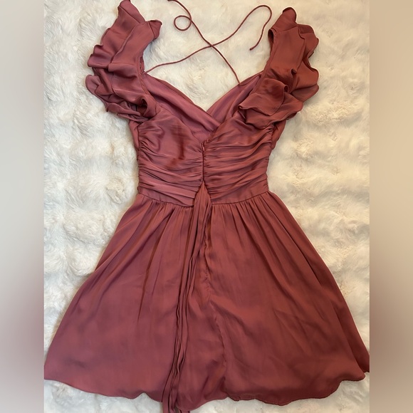Lola Ruffled Shoulder Ruched Dress - Rose - Picture 3 of 3